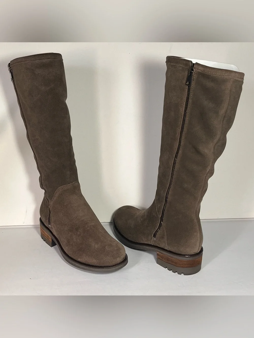 La Canadienne Cecile Stone Oiled Suede Tall Riding Boots